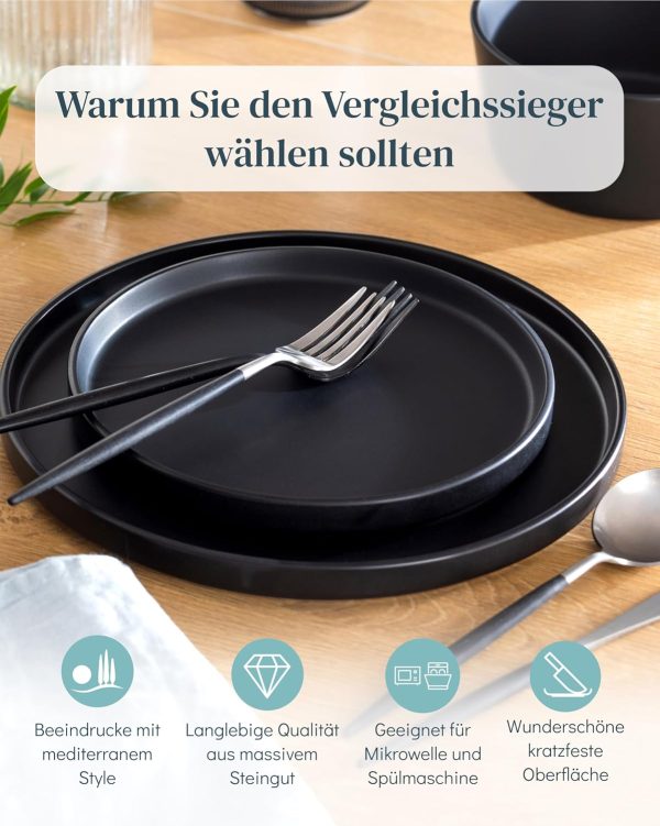 Steingut Kaffeetassen 6 Pers. Manhattan Hochwertiges Urban Style TEST SEHR GUT Tassen Set, Spülmaschinen-, Mikrowellen- und Kratzfest- Stylisches Tee- und Kaffeebecher Set- Pure Living in matt schwarz 2