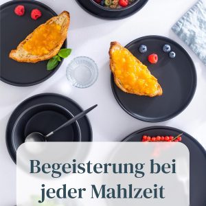 Steingut Kaffeetassen 6 Pers. Manhattan Hochwertiges Urban Style TEST SEHR GUT Tassen Set, Spülmaschinen-, Mikrowellen- und Kratzfest- Stylisches Tee- und Kaffeebecher Set- Pure Living in matt schwarz 13
