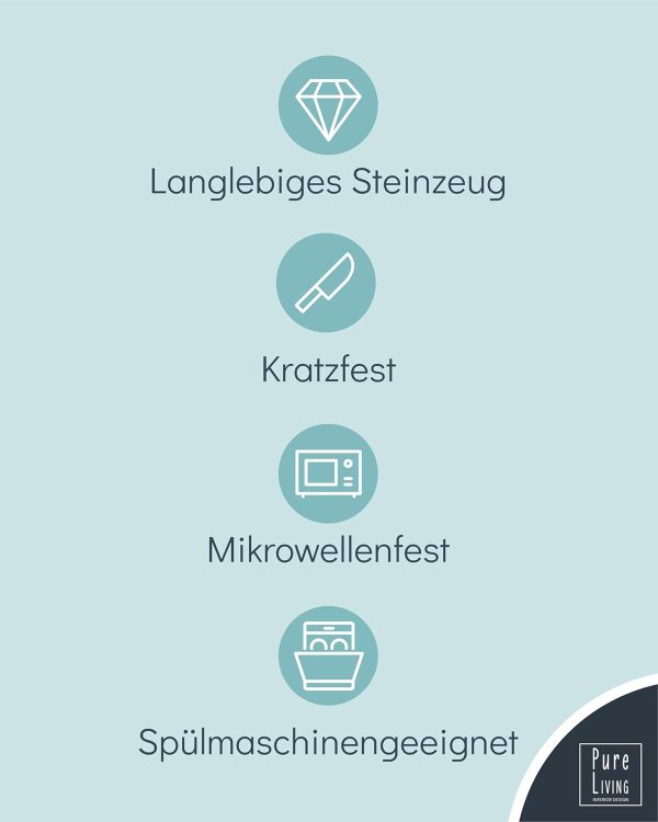Steingut Kaffeetassen 6 Pers. Manhattan Hochwertiges Urban Style TEST SEHR GUT Tassen Set, Spülmaschinen-, Mikrowellen- und Kratzfest- Stylisches Tee- und Kaffeebecher Set- Pure Living in matt schwarz 5