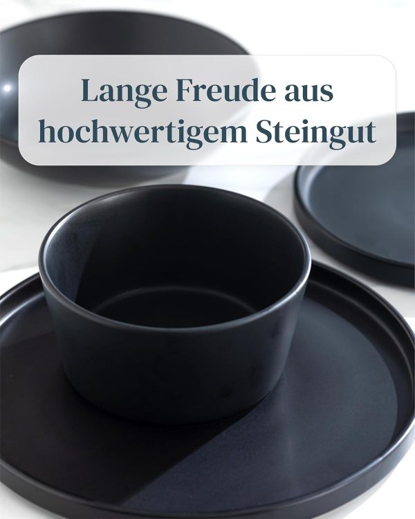 Steingut Kaffeetassen 6 Pers. Manhattan Hochwertiges Urban Style TEST SEHR GUT Tassen Set, Spülmaschinen-, Mikrowellen- und Kratzfest- Stylisches Tee- und Kaffeebecher Set- Pure Living in matt schwarz 6