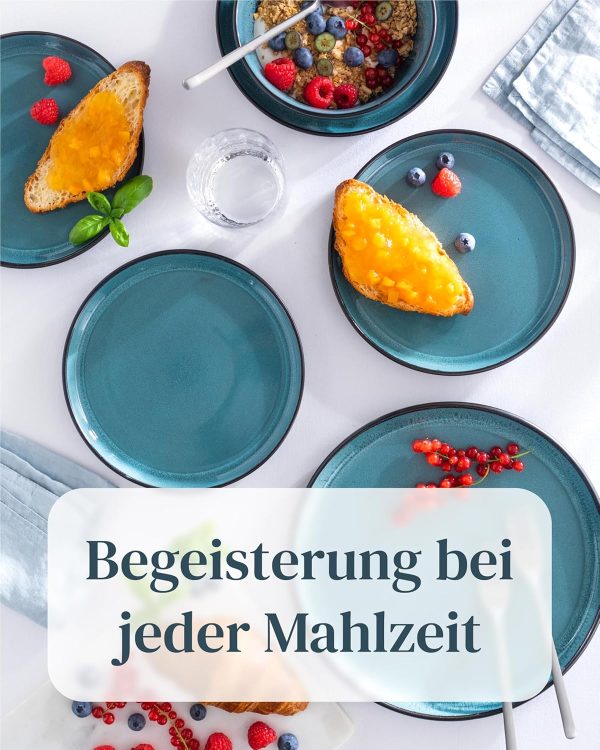 Steingut Kaffeetassen 6 Pers. Ibiza Hochwertiges Mediterranes TEST SEHR GUT Tassen Set, Spülmaschinen-, Mikrowellen- und Kratzfest - Stylisches Tee- und Kaffeebecher Set - Pure Living in Petrol 4