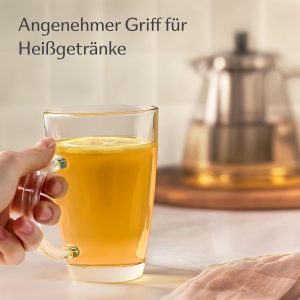 Cosumy 12 Latte Macchiato Gläser mit Henkel und Löffel - 300ml - Hält lange warm - Ideale Größe für Kaffeevollautomaten - Spülmaschinenfest 14