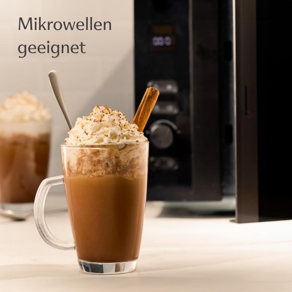 Cosumy 12 Latte Macchiato Gläser mit Henkel und Löffel - 300ml - Hält lange warm - Ideale Größe für Kaffeevollautomaten - Spülmaschinenfest 7
