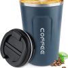 ERBO Kaffeebecher to go, Thermobecher Edelsthal, Auslaufsicher Kaffeetasse Kaffeebecher mit Deckel, Kaffeetasse Thermobecher für Unterwegs Umweltfreundlich, Blau 380ml 22