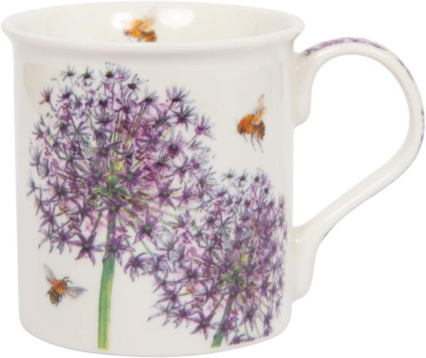 Lesser & Pavey Kaffeetasse im britischen Design, Keramik-Kaffeetassen für Zuhause oder Arbeit, große Tassen für heiße Getränke, Bee Tanical Allium Tee- und Kaffeetassen – Sarah Boddy 1