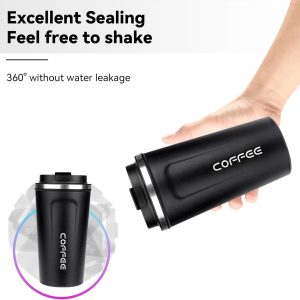 ERBO Kaffeebecher to go, Thermobecher Edelsthal, Auslaufsicher Kaffeetasse Kaffeebecher mit Deckel, Kaffeetasse Thermobecher für Unterwegs Umweltfreundlich, (Weiß + Schwarz) 380ml 13