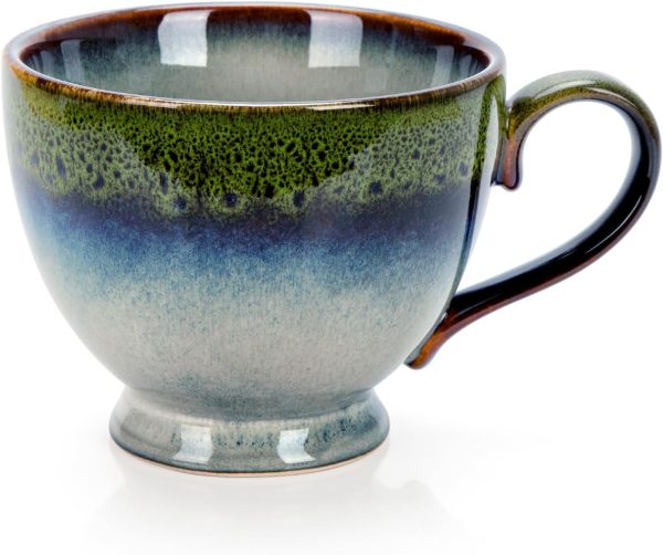 TELANKS Kaffeetasse Groß, 500 ml Große Tasse, Cappuccino Tassen Steingut, Tasse Keramik, Kaffeetasse aus Porzellan, Teetasse mit Henkel, Kaffeebecher Steingut 1