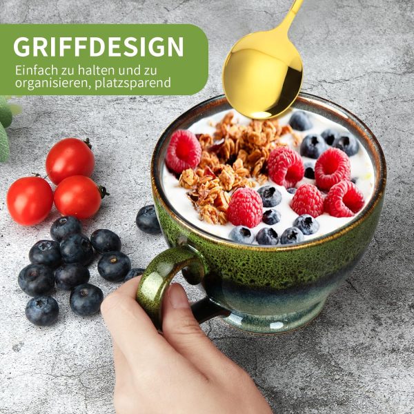 TELANKS Kaffeetasse Groß, 500 ml Große Tasse, Cappuccino Tassen Steingut, Tasse Keramik, Kaffeetasse aus Porzellan, Teetasse mit Henkel, Kaffeebecher Steingut 2