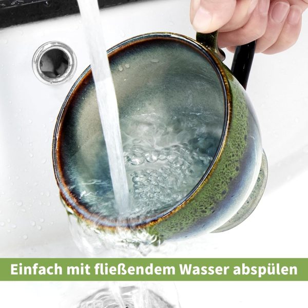 TELANKS Kaffeetasse Groß, 500 ml Große Tasse, Cappuccino Tassen Steingut, Tasse Keramik, Kaffeetasse aus Porzellan, Teetasse mit Henkel, Kaffeebecher Steingut 8
