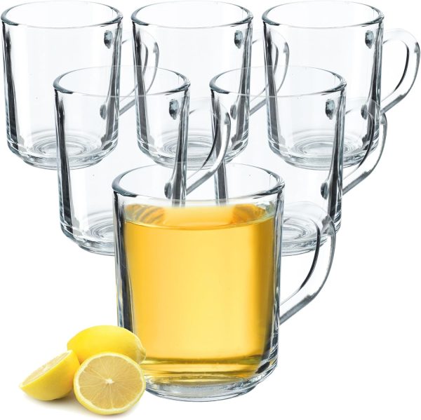 KADAX Durchsichtiger Glasbecher mit Griff, spülmaschinenfeste Trinkgläser mit Henkel, Kaffeegläser aus Glas, Teegläser, Wassergläser, Glastassen für Heiß (6 x 240ml) 1