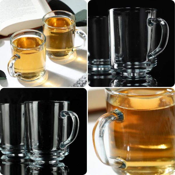 KADAX Durchsichtiger Glasbecher mit Griff, spülmaschinenfeste Trinkgläser mit Henkel, Kaffeegläser aus Glas, Teegläser, Wassergläser, Glastassen für Heiß (6 x 240ml) 3