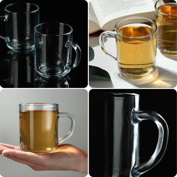 KADAX Durchsichtiger Glasbecher mit Griff, spülmaschinenfeste Trinkgläser mit Henkel, Kaffeegläser aus Glas, Teegläser, Wassergläser, Glastassen für Heiß (6 x 240ml) 6