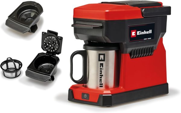 Einhell Akku-Kaffeemaschine TE-CF 18 Li-Solo Power X-Change (18 V, 240 ml Wasserbehälter, für Filterkaffee & Kaffeepads, Tragegriff, inkl. Kaffeetasse mit Deckel, ohne Akku) 1