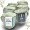 Steingut Kaffeetassen 6 Pers. Rustic Hochwertiges Landhausstil TEST SEHR GUT Tassen Set, Spülmaschinen-, Mikrowellen- und Kratzfest - Stylisches Tee- und Kaffeebecher Set - Pure Living in Mintgrün 25