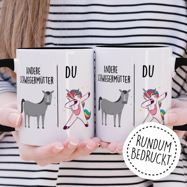 Tasse Schwiegermutter Geschenk Andere Schwiegermütter - Du, Kaffeetasse Schwiegermama Geschenk für Frauen Ehe Hochzeit, Geschenkidee Frau Verlobung Geburtstag Muttertag Kaffee-Becher (Weiß/Schwarz) 4