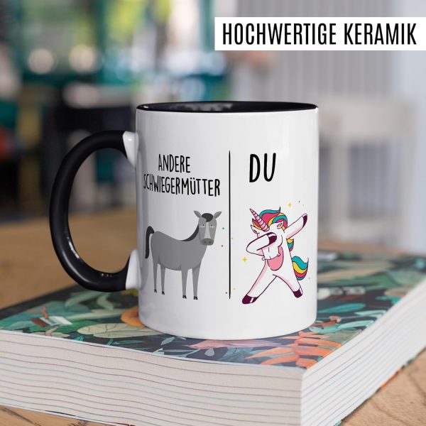 Tasse Schwiegermutter Geschenk Andere Schwiegermütter - Du, Kaffeetasse Schwiegermama Geschenk für Frauen Ehe Hochzeit, Geschenkidee Frau Verlobung Geburtstag Muttertag Kaffee-Becher (Weiß/Schwarz) 5
