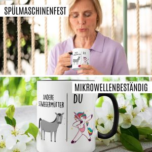 Tasse Schwiegermutter Geschenk Andere Schwiegermütter - Du, Kaffeetasse Schwiegermama Geschenk für Frauen Ehe Hochzeit, Geschenkidee Frau Verlobung Geburtstag Muttertag Kaffee-Becher (Weiß/Schwarz) 16