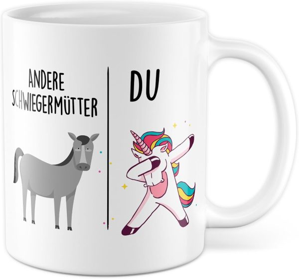 Tasse Schwiegermutter Geschenk Andere Schwiegermütter - Du, Kaffeetasse Schwiegermama Geschenk für Frauen Ehe Hochzeit, Geschenkidee Frau Verlobung Geburtstag Muttertag Kaffee-Becher (Weiß) 1