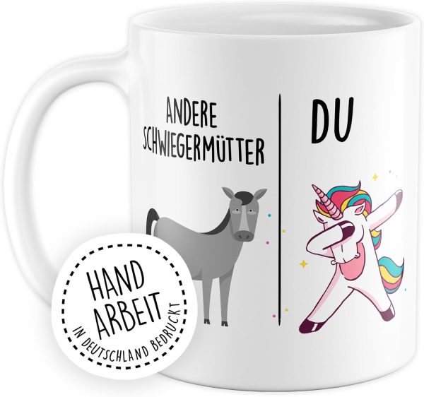 Tasse Schwiegermutter Geschenk Andere Schwiegermütter - Du, Kaffeetasse Schwiegermama Geschenk für Frauen Ehe Hochzeit, Geschenkidee Frau Verlobung Geburtstag Muttertag Kaffee-Becher (Weiß) 2
