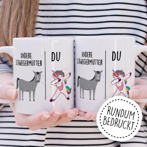Tasse Schwiegermutter Geschenk Andere Schwiegermütter - Du, Kaffeetasse Schwiegermama Geschenk für Frauen Ehe Hochzeit, Geschenkidee Frau Verlobung Geburtstag Muttertag Kaffee-Becher (Weiß) 12