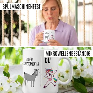 Tasse Schwiegermutter Geschenk Andere Schwiegermütter - Du, Kaffeetasse Schwiegermama Geschenk für Frauen Ehe Hochzeit, Geschenkidee Frau Verlobung Geburtstag Muttertag Kaffee-Becher (Weiß) 16