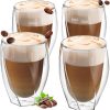 ElbFuchs® Latte Macchiato Gläser doppelwandig CURVED [4x 330ml] | Thermogläser doppelwandig | Cappuccino Tassen Glas | Kristallklare doppelwandige Gläser | Teegläser | Kaffeegläser 26