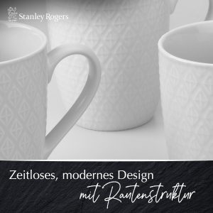 Stanley Rogers 6-teiliges Tassen-Set – Kaffeetassen in modernem Rautendesign – Hochwertiges New Bone Material in Weiß – Perfekt für Heißgetränke wie Kaffee, Tee oder Kakao – 340 ml Volumen 14