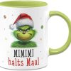 Tassenbrennerei Tasse Grinch - Mimimi Halts Maul - Anti-Weihnachten Weihnachtstasse lustig - Kaffeetasse mit Spruch Weihnachts-Deko (Grün) 10
