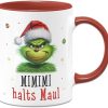 Tassenbrennerei Tasse Grinch - Mimimi Halts Maul - Anti-Weihnachten Weihnachtstasse lustig - Kaffeetasse mit Spruch Weihnachts-Deko (Rot) 10