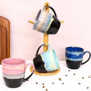 500 ml einzigartige Kaffeetasse aus Keramik, handgefertigte große Teetasse mit Ofenwechselglasur für Büro und Zuhause, Kaffeetassen für Tee, heiße Schokolade und mehr (Blau) 18