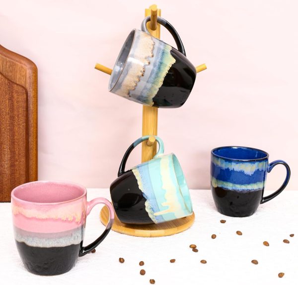 500 ml einzigartige Kaffeetasse aus Keramik, handgefertigte große Teetasse mit Ofenwechselglasur für Büro und Zuhause, Kaffeetassen für Tee, heiße Schokolade und mehr (Blau) 7