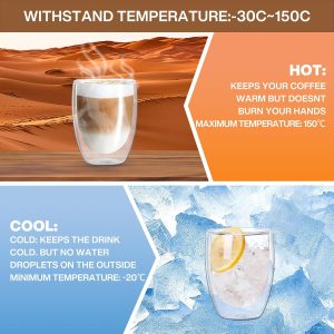 MULEVIP Latte Macchiato Gläser Doppelwandig (6 x 350ml) Doppelwandige Gläser,Doppelwandige Kaffeegläser,Thermogläser Doppelwandig für Cappuccino,Latte,EIS,Iced Americano,Milch,Saft - mit Löffel 14