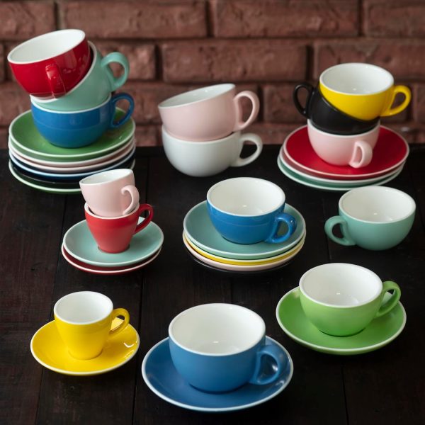 Terra Home 2er Cappuccino-Tassen Set - Grün, 200 ml, Glossy, Porzellan, Dickwandig, Spülmaschinenfest, italienisches Design - Kaffee-Tassen Set mit Untertassen 5