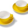 Terra Home 2er Cappuccino-Tassen Set - Gelb, 200 ml, Matt, Porzellan, Dickwandig, Spülmaschinenfest, italienisches Design - Kaffee-Tassen Set mit Untertassen 28
