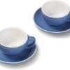 Terra Home 2er Cappuccino-Tassen Set - Blau, 200 ml, Matt, Porzellan, Dickwandig, Spülmaschinenfest, italienisches Design - Kaffee-Tassen Set mit Untertassen 28