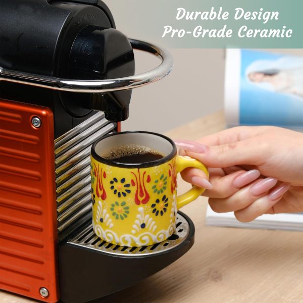 Handgefertigt Espressotassen, Keramik Espresso Tassen 4er Set, Bunte Espressotassen Set, Espressotasse 150 ml, Spülmaschinenfest Kaffeebecher Keramik, Kaffeetassen Set, Kleine Cappuccino Tassen 4