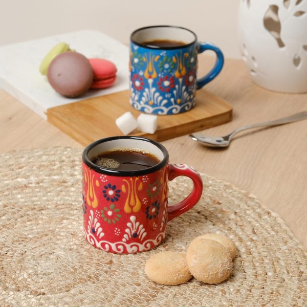 Handgefertigt Espressotassen, Keramik Espresso Tassen 4er Set, Bunte Espressotassen Set, Espressotasse 150 ml, Spülmaschinenfest Kaffeebecher Keramik, Kaffeetassen Set, Kleine Cappuccino Tassen 6