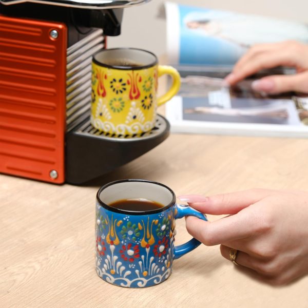 Handgefertigt Espressotassen, Keramik Espresso Tassen 4er Set, Bunte Espressotassen Set, Espressotasse 150 ml, Spülmaschinenfest Kaffeebecher Keramik, Kaffeetassen Set, Kleine Cappuccino Tassen 8