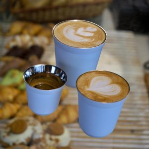Huniox® 2 x 80 ML Espressotassen Weiß - Kaffeetassen Set Modern - Espresso Cup - Espressotassen Ohne Henkel - Becher Ohne Henkel - Kaffeehäferl - Metalltasse - Espressotassen Edelstahl (CORAL, 80 ML) 5