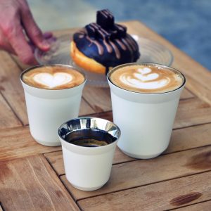 Huniox® 2 x 80 ML Espressotassen Weiß - Kaffeetassen Set Modern - Espresso Cup - Espressotassen Ohne Henkel - Becher Ohne Henkel - Kaffeehäferl - Metalltasse - Espressotassen Edelstahl (CORAL, 80 ML) 9
