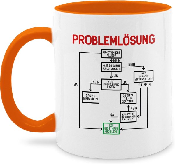 Tasse Tassen 325ml - Statement - Problemlösung - 325 ml - Orange - erster arbeitstag kaffee teetasse für büro neuer mitarbeiter kakao kollegen geschenke lustig lieblingskollegin office 1