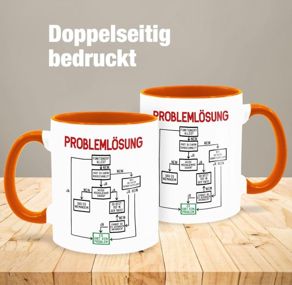Tasse Tassen 325ml - Statement - Problemlösung - 325 ml - Orange - erster arbeitstag kaffee teetasse für büro neuer mitarbeiter kakao kollegen geschenke lustig lieblingskollegin office 4