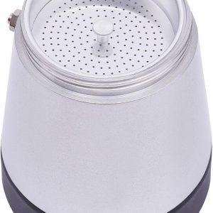 Vielrosse Espressokocher Elektrisch, 480W Mokkakocher mit Basis, 1-6 Tassen Kaffeemaschine 360° Drehbar Basis Geeignet Abschaltautomatik für Zuhause Büro Reisen (Silber) 14