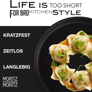 Moritz & Moritz NORDIC Geschirrset 6 Personen 18-teilig Schwarz - Elegantes Teller Set aus hochwertigem Steinzeug - Geschirr Set aus 6x Dinnerteller, 6x Dessertteller, 6x Suppenteller 12