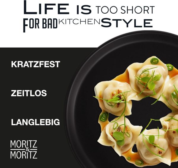 Moritz & Moritz NORDIC Geschirrset 6 Personen 18-teilig Schwarz - Elegantes Teller Set aus hochwertigem Steinzeug - Geschirr Set aus 6x Dinnerteller, 6x Dessertteller, 6x Suppenteller 4