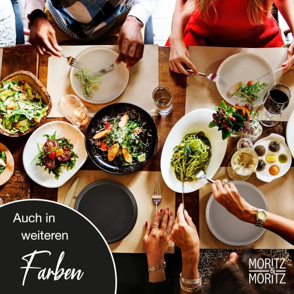 Moritz & Moritz NORDIC Geschirrset 6 Personen 18-teilig Schwarz - Elegantes Teller Set aus hochwertigem Steinzeug - Geschirr Set aus 6x Dinnerteller, 6x Dessertteller, 6x Suppenteller 7