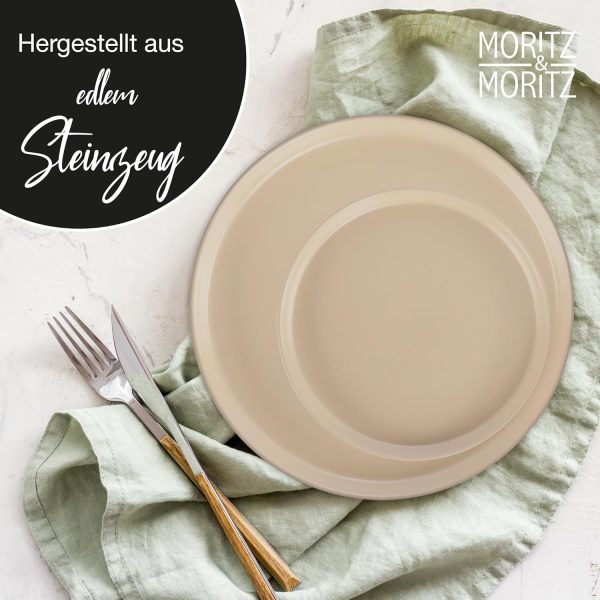 Moritz & Moritz NORDIC Geschirrset 6 Personen 18-teilig Taupe - Elegantes Teller Set aus hochwertigem Steinzeug - Geschirr Set aus 6x Dinnerteller, 6x Dessertteller, 6x Suppenteller 5