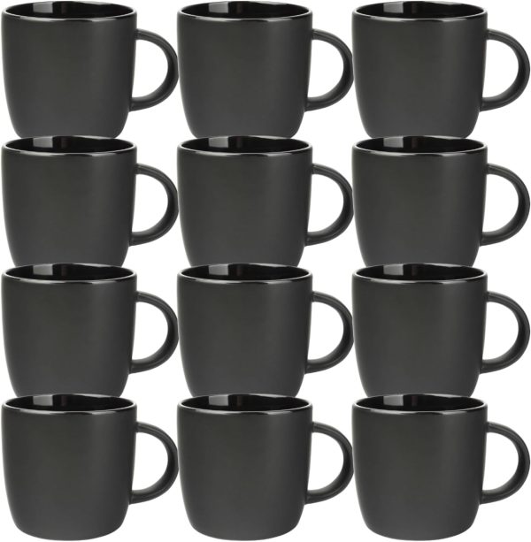 Schramm® Kaffeetassen Set schwarz aus Porzellan wählbar 6 oder 12 Stück 250 ml Kaffeebecherset Kaffeebecher Keramik Tasse mit Henkel 6er oder 12er Set, Anzahl:12 Stück 1