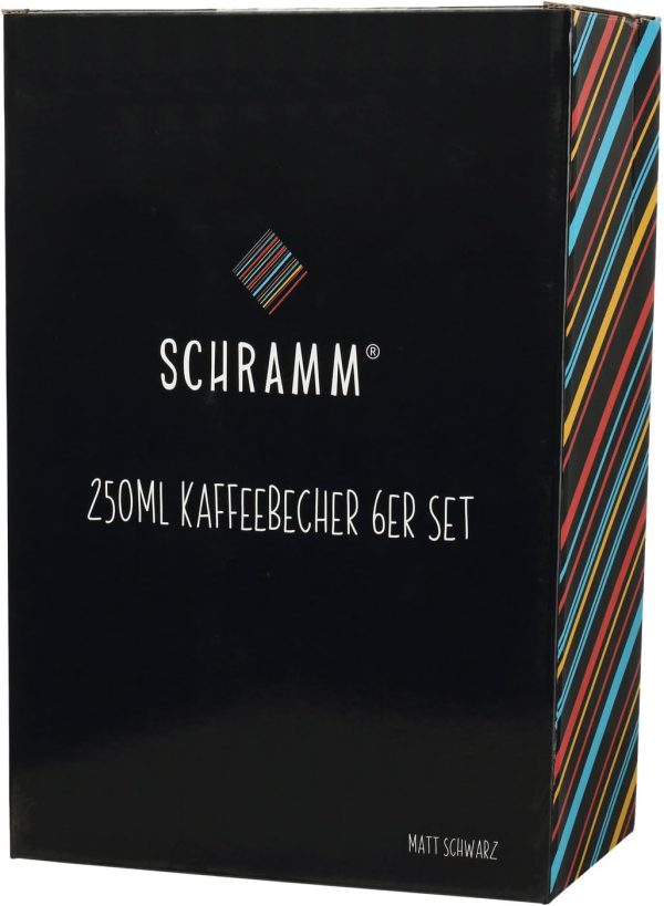 Schramm® Kaffeetassen Set schwarz aus Porzellan wählbar 6 oder 12 Stück 250 ml Kaffeebecherset Kaffeebecher Keramik Tasse mit Henkel 6er oder 12er Set, Anzahl:12 Stück 4