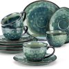 vancasso Kaffeeservice Steingut, STARRY 12 teiliges Kaffeeset für 4 Personen, Beinhaltet Kaffeetassen, Untertassen, Vintage Aussehen 19